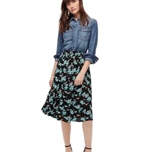 J. Crew Pleated Midi Skirt in Botanical Bees